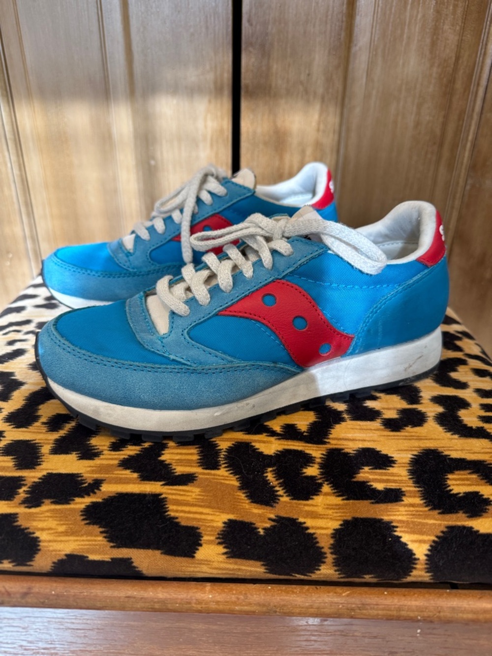 Saucony Teal & Red Retro Running Sneakers